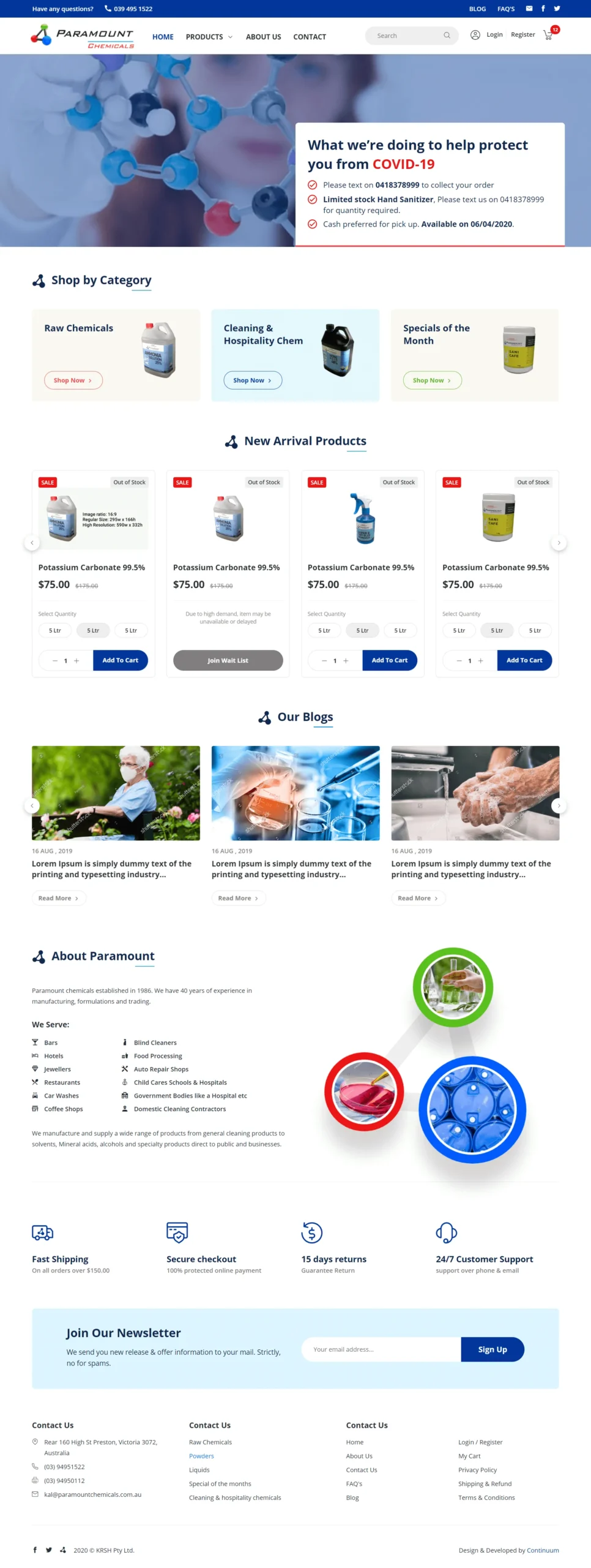 chemical ecommerce website development